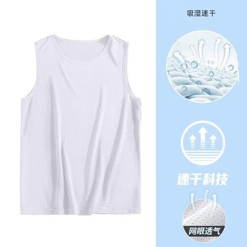 Men's Summer Sleeveless Vest, Quick-Drying Mesh, Breathable & Loose-Fit, Ice-Silk Fitness Vest for Young & Middle-Aged Individuals