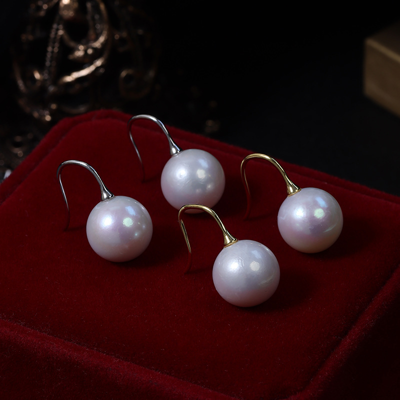 S925 Solid Silver Entirely Pure Edison Natural Freshwater Pearl Earrings, Elegant and Classic High Heel Earring Hooks for Wholesale