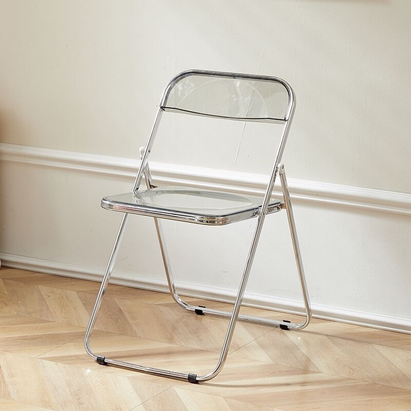 Simple folding chair, transparent crystal photo chair, leisure chair, foldable makeup stool, popular portable dining chair with backrest Simple folding chair, transparent crystal photo chair, leisure chair, foldable makeup stool, popular portable dining chair with backrest
