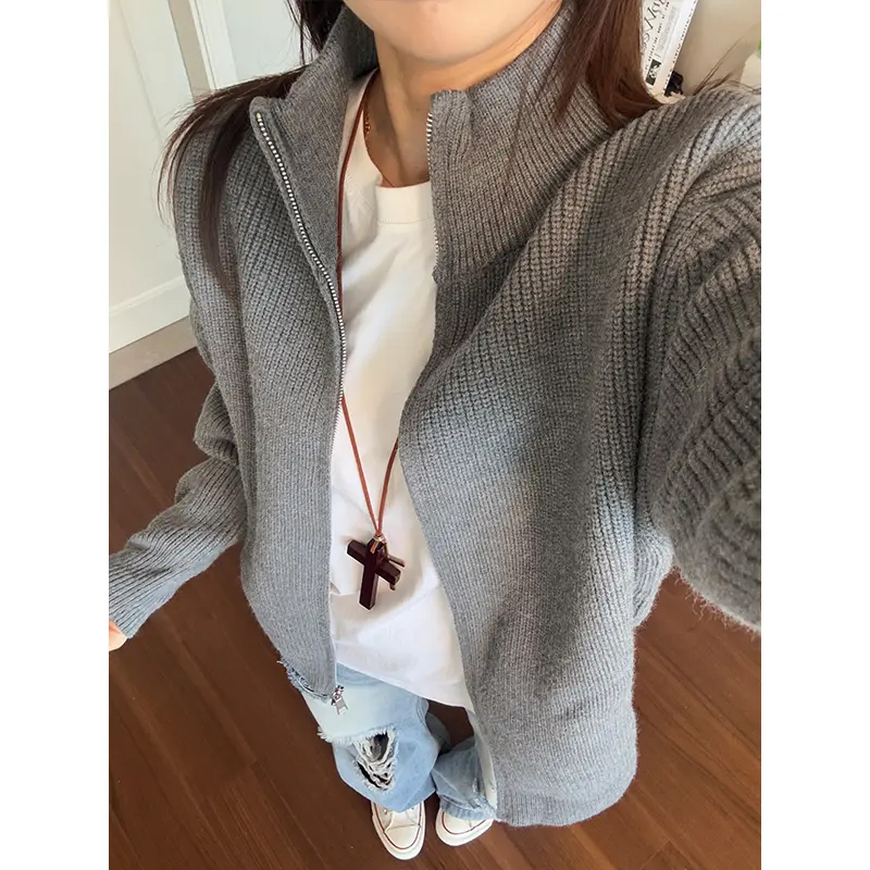 Cleanfit Stand Collar Knitted Cardigan Sweatshirt Men's Autum New 5 High-End Handsome Knitted Sweater Jacket