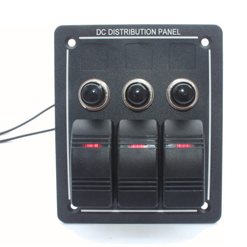 3位船型开关改装面板 带过流保护器 3P ON-OFF  SPST 单红灯 M