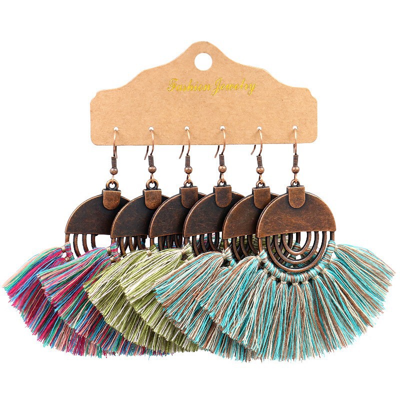 3 Pairs Ethnic Style Geometric Alloy Braid Womenu0027S Earrings