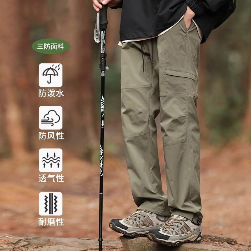 Men's Windproof Waterproof Scratch-resistant Wear-resistant Coil Pants Women's Outdoor Travel Warm Pants Straight Leg Pants for plus size