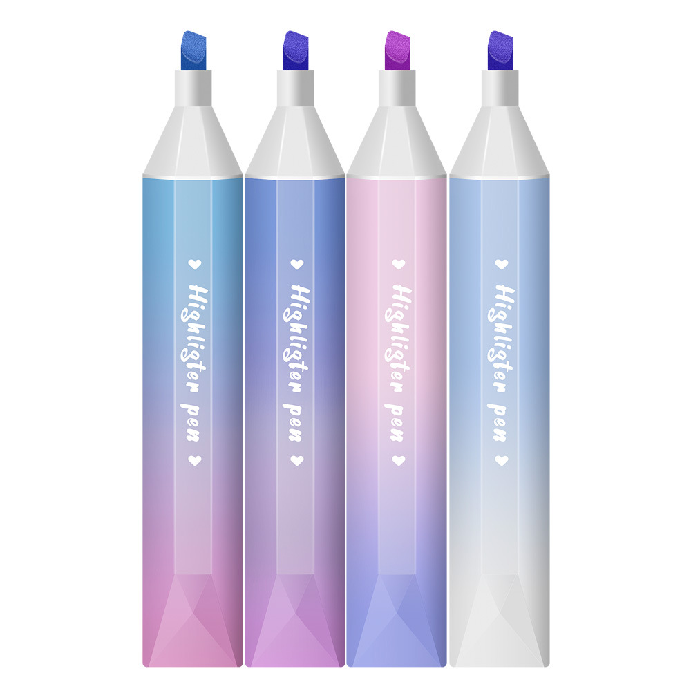 Nuevo espejo de diamante de color gradiente resaltador de color gradiente resaltador de color gradiente conjunto de marcador de puntos clave de los estudiantes graffiti pluma al por mayor