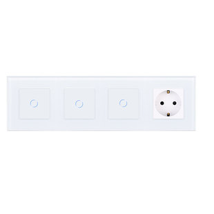 1G1G1G Touch Switch + German Plug White Glass Eu Switch Socket Russian Switch