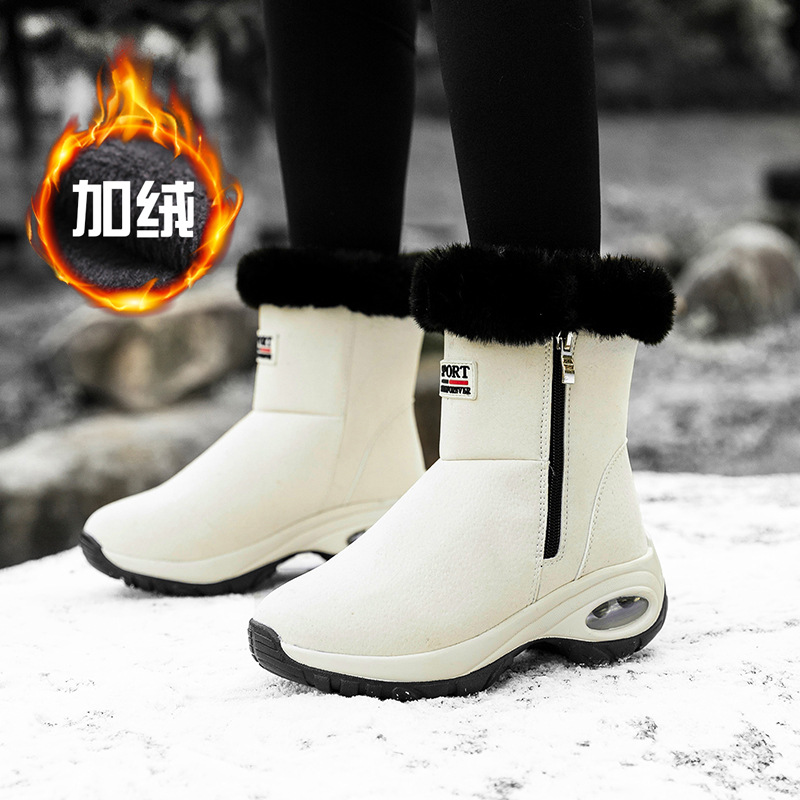 Invierno transfronterizo de mujer con botas de nieve cálidas con cremallera de comercio exterior botas de algodón botas de algodón zapatos de mujer al aire libre