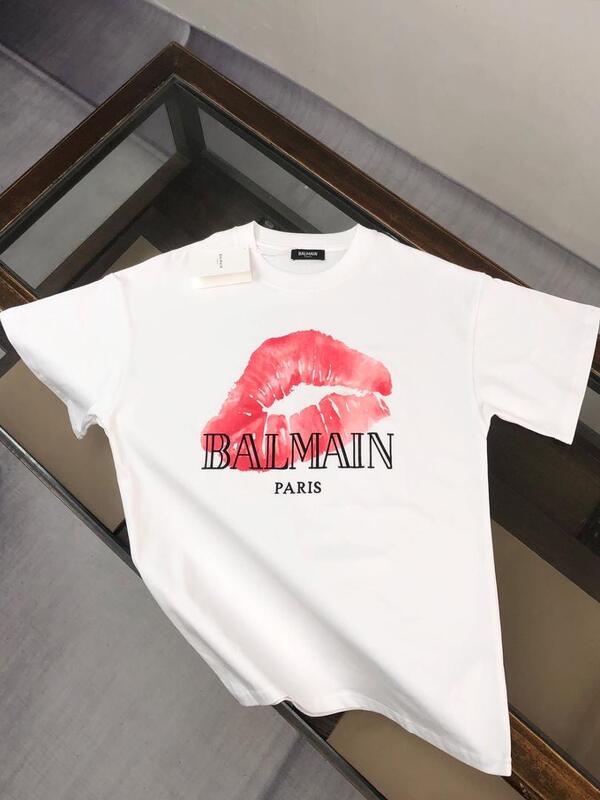 Balmain Balmain Spring and Summer New Chest Letter Logo Embroidered Round Neck Short-Sleeved T-Shirt Men's Casual Bottoming Top