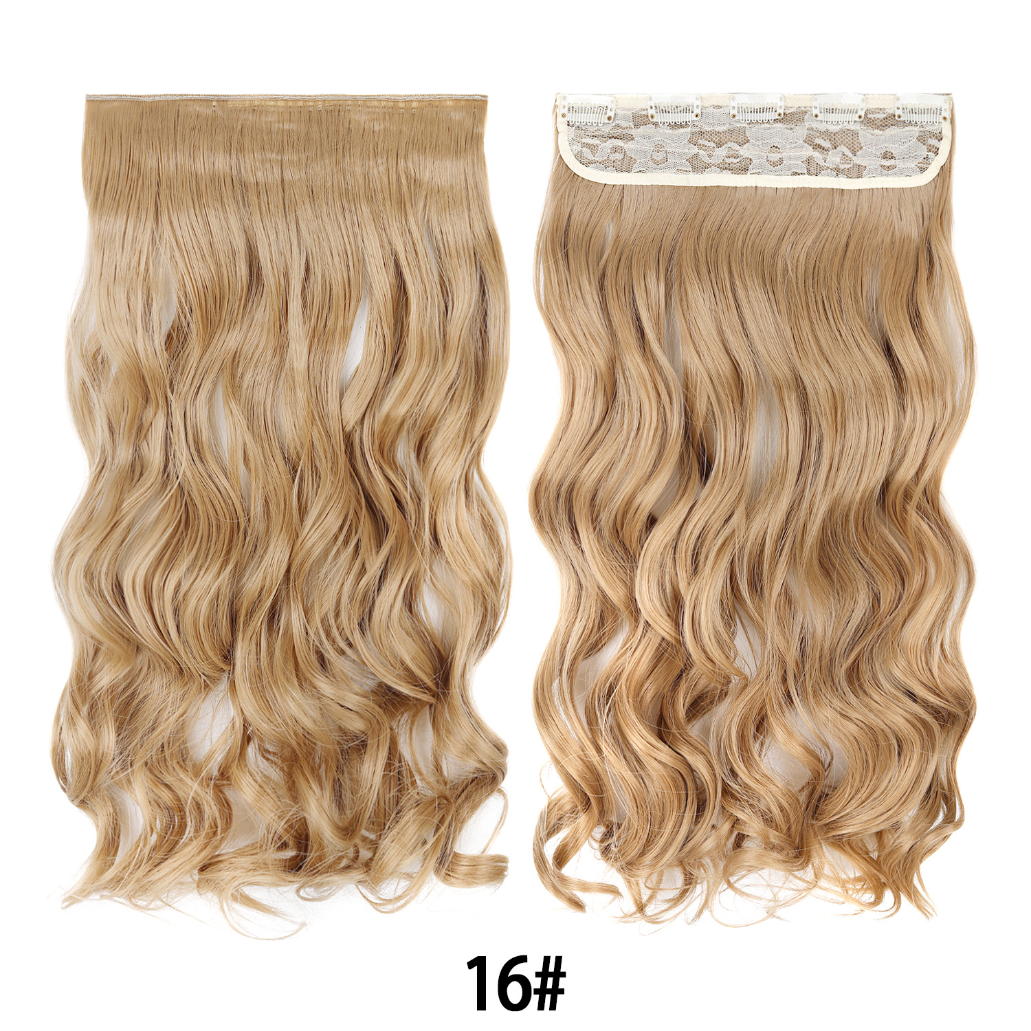 Extensión de Cabello de 5 Clips de 18 Pulgadas de Fibra de Alta Temperatura Rizado para Señoras