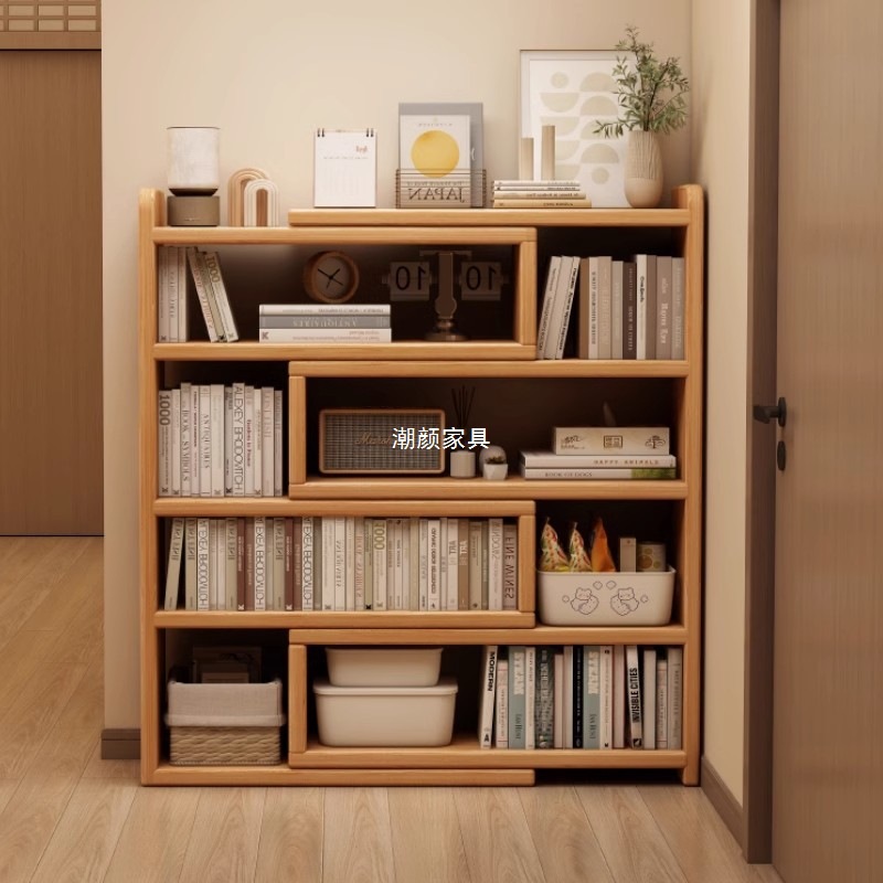 Floor-Standing Storage Rack Bookshelf Simple Living Room Multi-Layer Storage Bookcase Desktop Telescopic Integrated Storage Cabinet Corner Bookcase