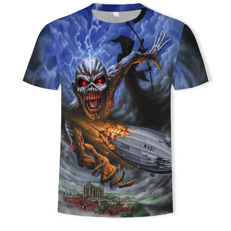 Factory Direct Cartoon Skull Evil Devil Spaceship Anime 3D Printed Short Sleeve T-Shirt Fatty Personalized Clothes Half Sleeve