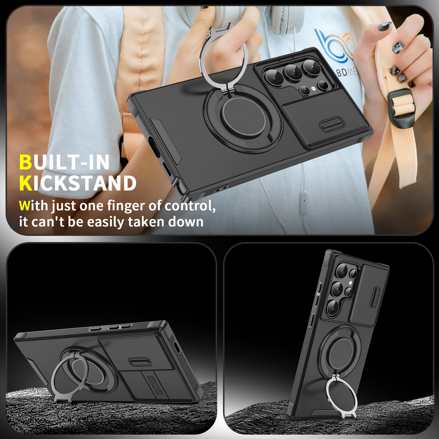 Samsung S25 S24 Ultra A55 A15 Protective Phone Case With Stand_voghion.com