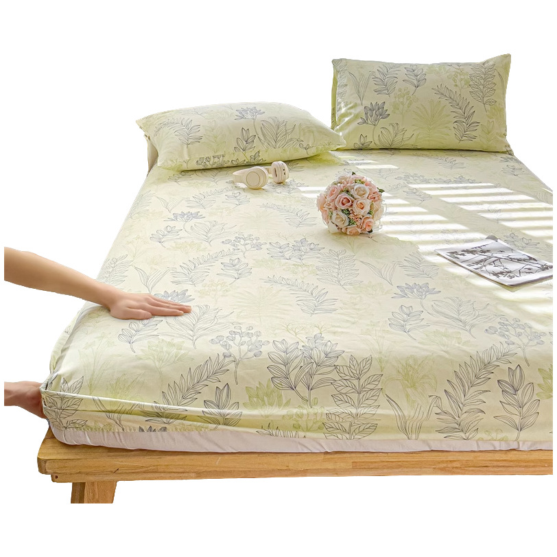 2025 nueva funda de cama de tela gruesa vieja de algodón de una sola pieza 100 funda de cama de algodón estampado funda protectora de colchón para niños individual 2