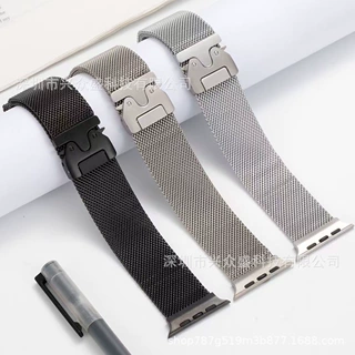 适用苹果678910代手表腕带S1042mm/46mm新米兰尼斯金属表带降落伞