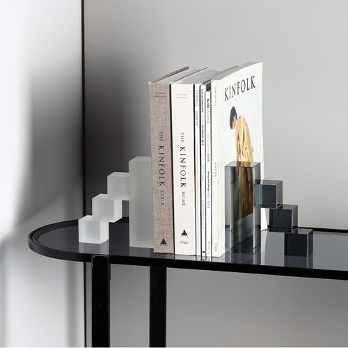 Modern Minimalist Crystal Geometric Book Stand Block Stair Climbing Book Shelf Sample Room Crystal Decor Showroom Ornament