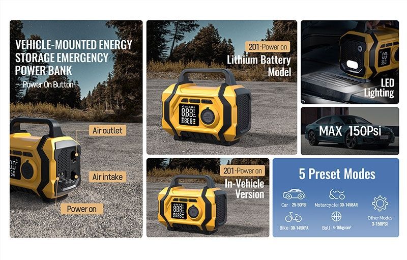 Emergency Start-Up Power Supply, Strong Start-Up Generator, Large-Capacity Vehicle-Mounted All-In-One Unit, Emergency Ignition, Power Supply, and Air Pump