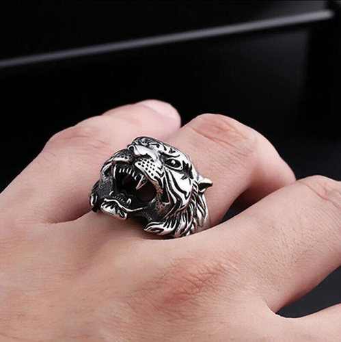 Cross-border foreign trade retro alloy men's ring European and American personalized tiger head alloy ring Alloy casting model