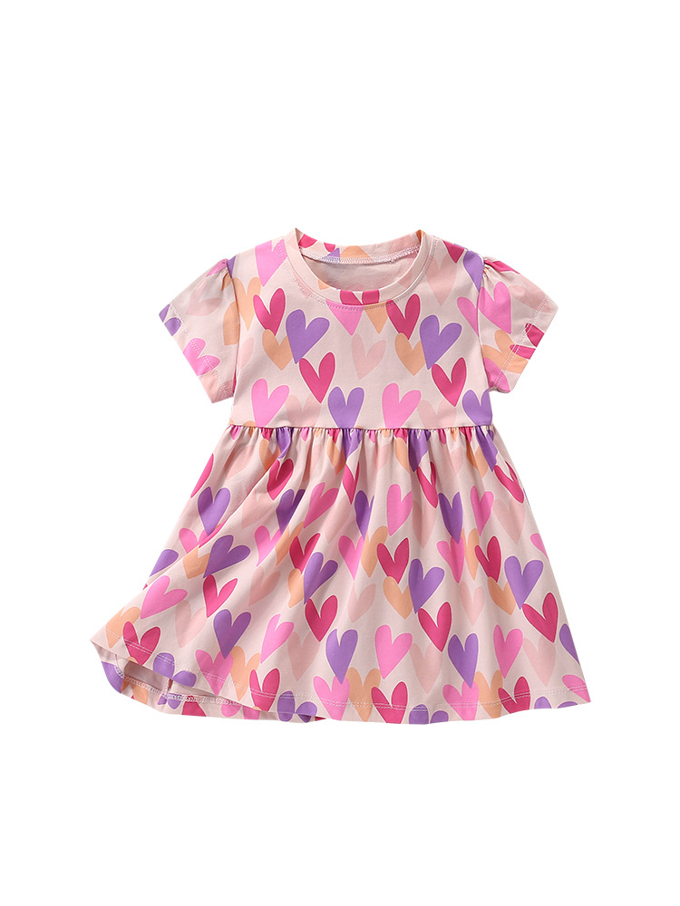 Vestido de princesa para niñas malwee transfronterizo nuevo estilo de verano vestido de verano de manga corta con cuello redondo para niños europeos y americanos