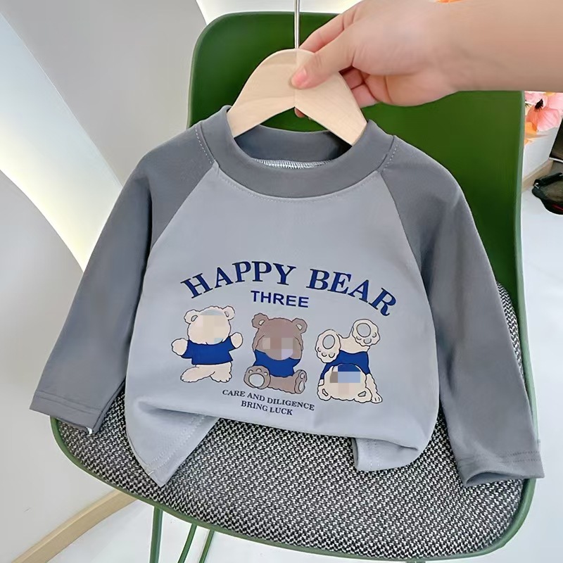Nueva camiseta para niños otoño e invierno camisa de fondo ropa para niños de manga larga para niños ropa de otoño para niñas sueltas estilo coreano