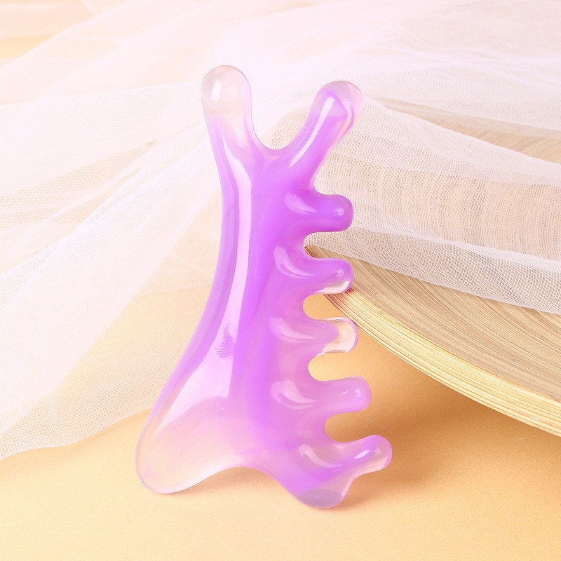 高級樹脂製刮痧美容板 多機能頭皮ケア フェイシャルツボ押し 筋絡頭部経絡 四合一マッサージコーム