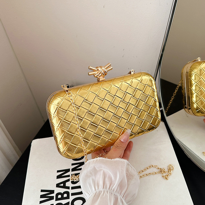 Cross-Border Small Fragrance Style Hand-Woven Evening Bag Underarm Texture Clutch Bag New European and American Retro Shoulder Crossbody Bag