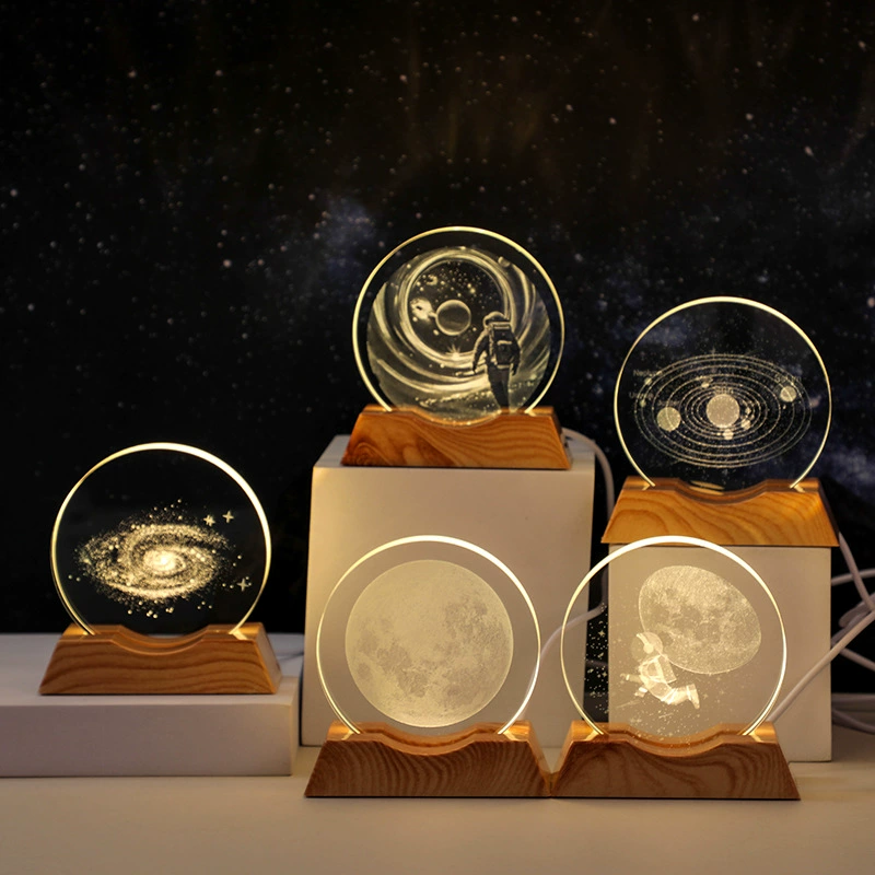 Хрустальный светящийся ночник, украшение для рабочего стола, декор для спальни, атмосферный светильник, светодиодный светильник, подарок на Рождество, подарок на день рождения