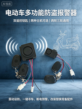 Electric vehicle anti-theft device, tricycle alarm system, electric vehicle one-touch start remote control