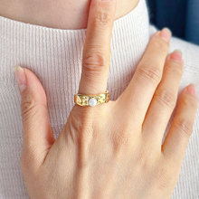 欧美INS同款网红不锈钢镀18K金珍珠戒指时尚不掉色工厂现货直销