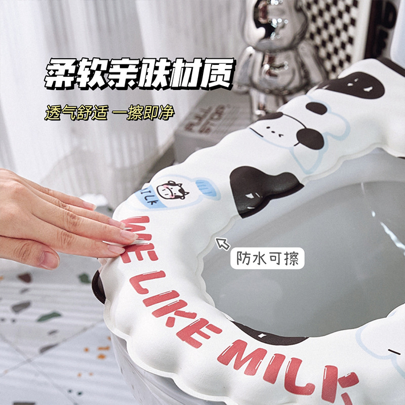 Cojín de inodoro impermeable de dibujos animados eva suave y engrosado estilo ondulado cojín de inodoro desechable pegatinas de inodoro para el hogar Four Seasons Universal