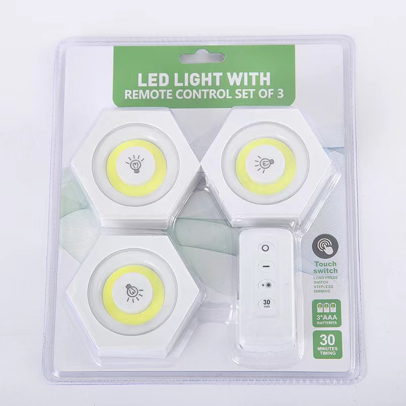 Transfronterizo COB control remoto bater lámpara de luz táctil cabezal de cama alimentación lámpara de pasillo cocina armario lámpara de armario LED luz de noche