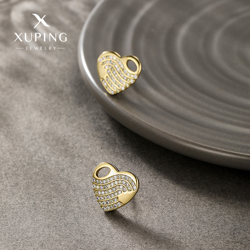 14K color Xuping joyería geometría estrella de amor auriculares de zircón ligero de lujo nicho sensación de mujer