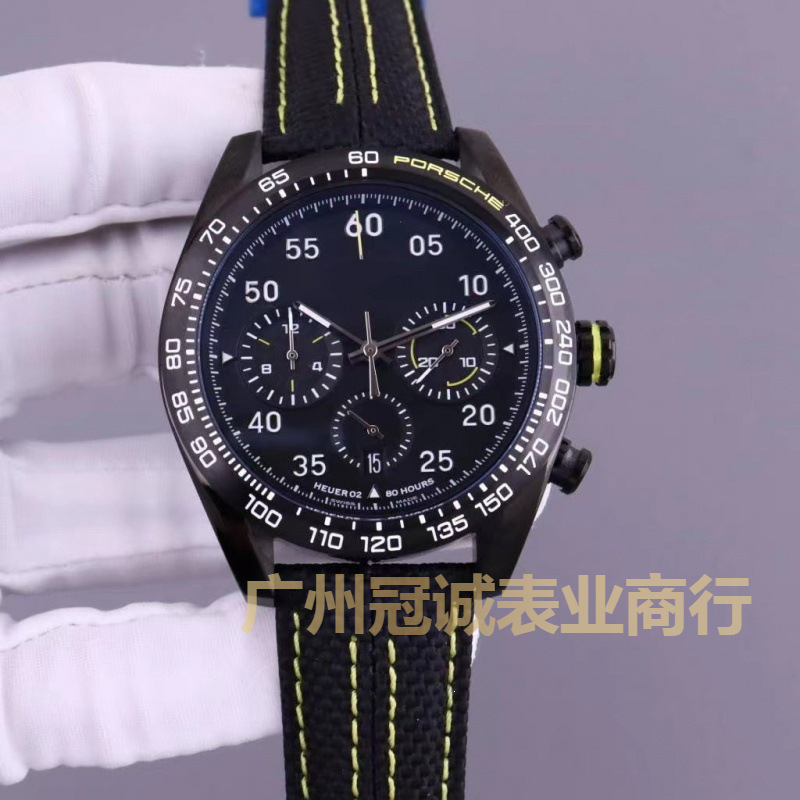 HaoTA G Carrera Porsche series yellow-orange chronograph six-hand quartz watch, waterproof sports men's wristwatch HaoTA G Carrera Porsche series yellow-orange chronograph six-hand quartz watch, waterproof sports men's wristwatch