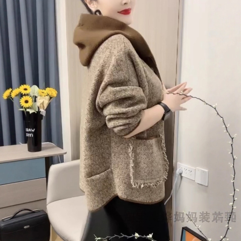 小香风短款外套女秋冬新款韩版宽松显瘦百搭洋气减龄连帽夹克上衣|undefined