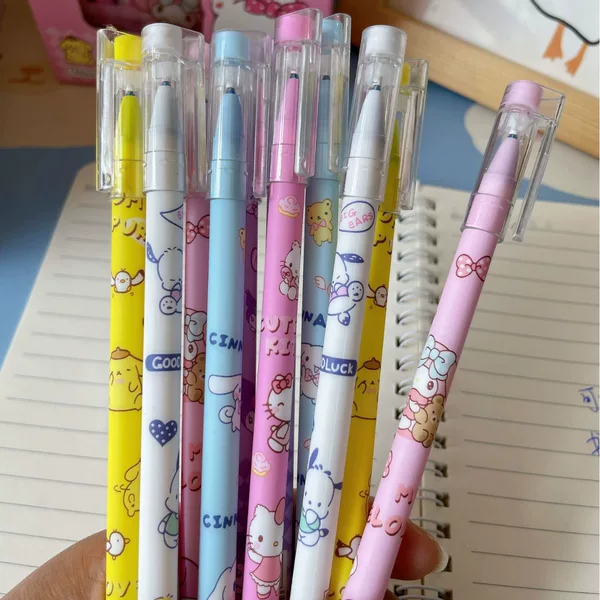 Kurome Melody Straight Pen Gel Pen Student Cute Erasable Signature Pen Office Gift Pen Signature Pen Black