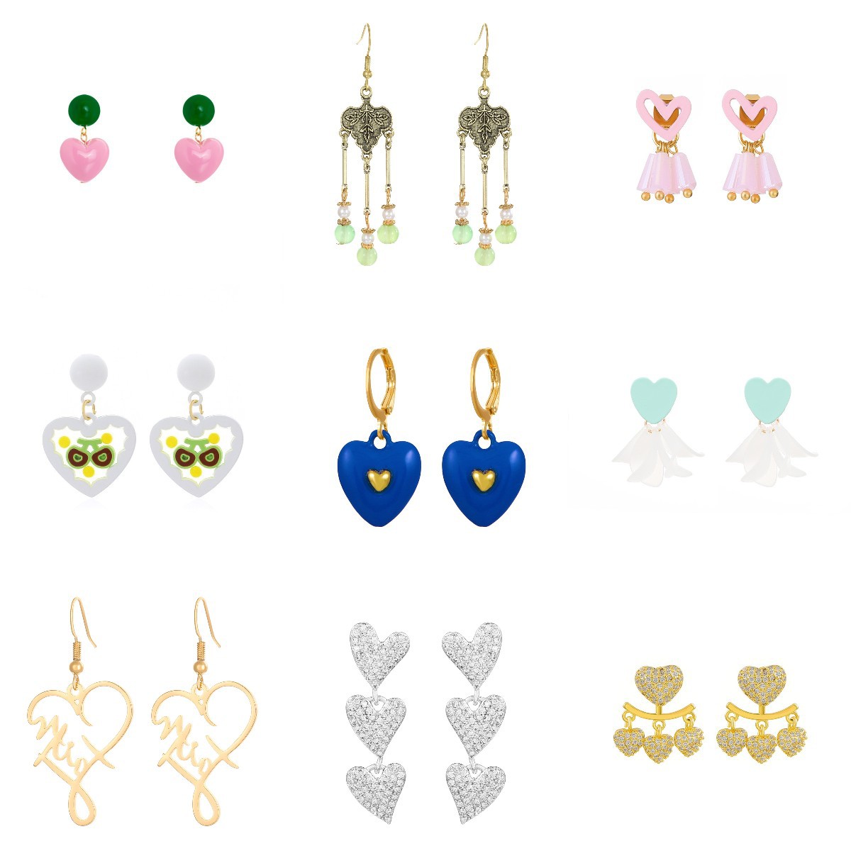 retro cute fuchsia brand earrings from pearl