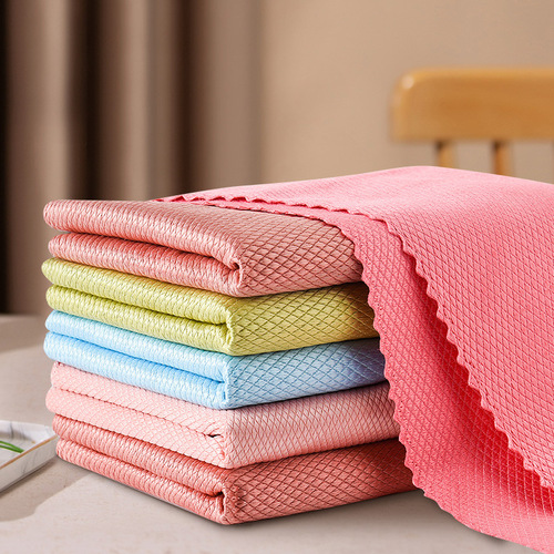 Household cleaning fish scale rag upgraded to absorb water and leave no traces lazy rag not easy to shed hair fish scale cloth thickened rag