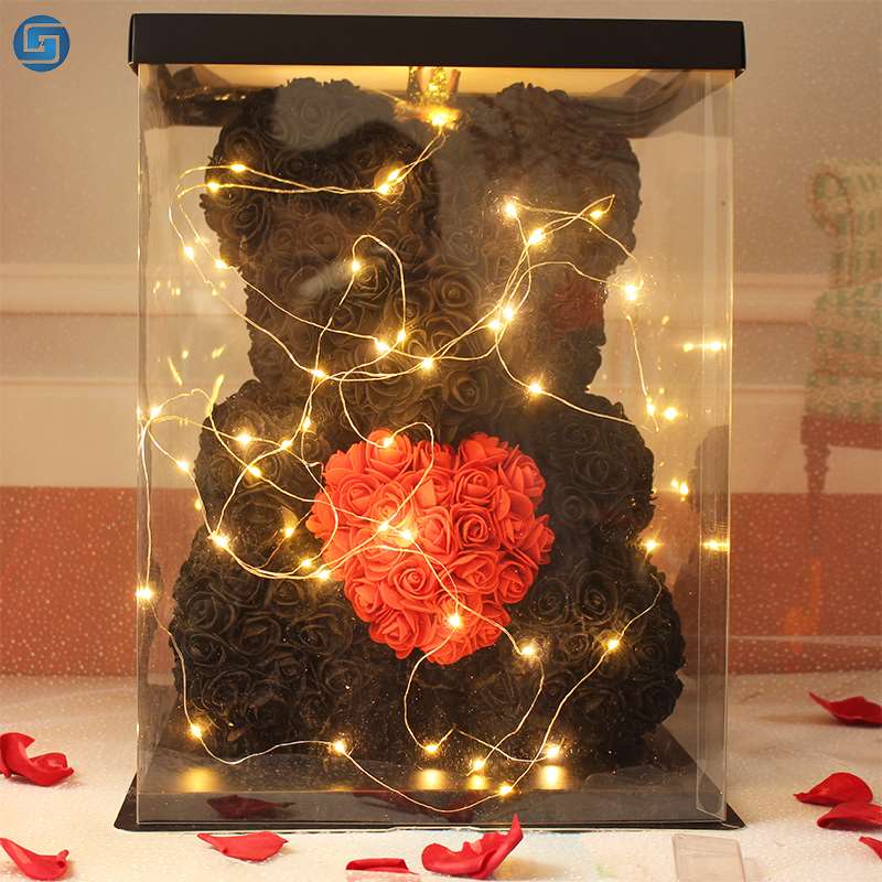 블랙 레드 하트 40cm 곰에는 야간 조명 선물 상자가 함께 제공됩니다.