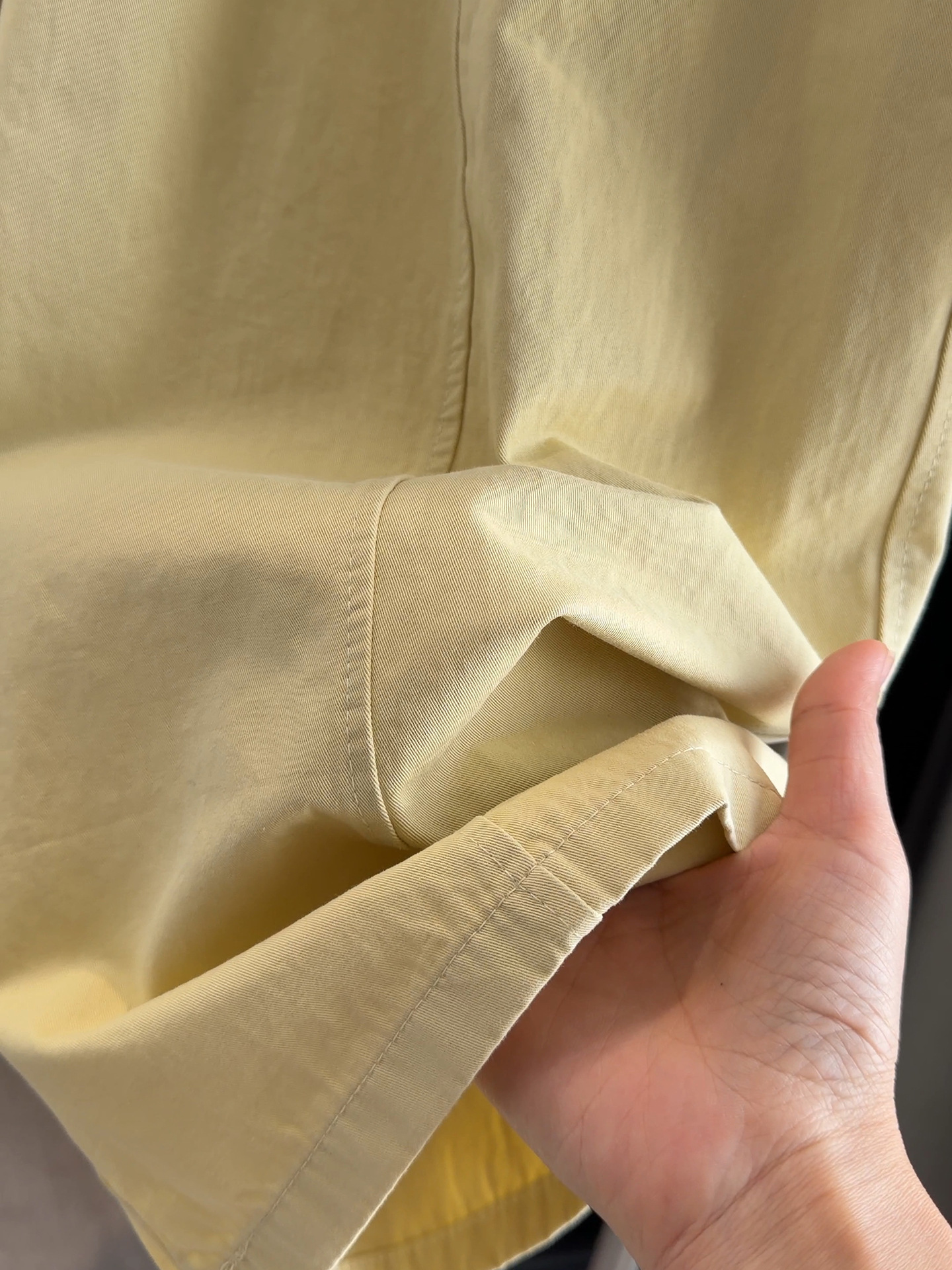Quần culottes nữ ống rộng dáng suông, chất liệu linen phối sợi tencel mềm mại, dài 9 điểm — Trà sữa màu chi tiết 6