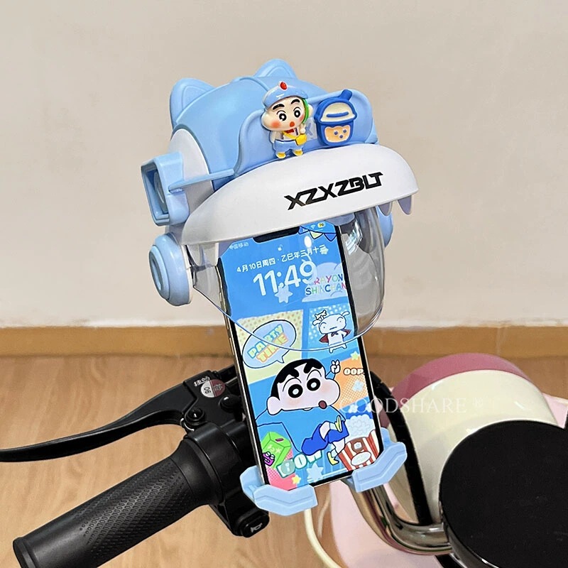 電気自動車携帯電話ナビゲーションホルダーかわいい漫画バッテリー車ユニバーサル小型ヘルメット携帯電話ホルダー耐衝撃日よけと雨よけ|undefined