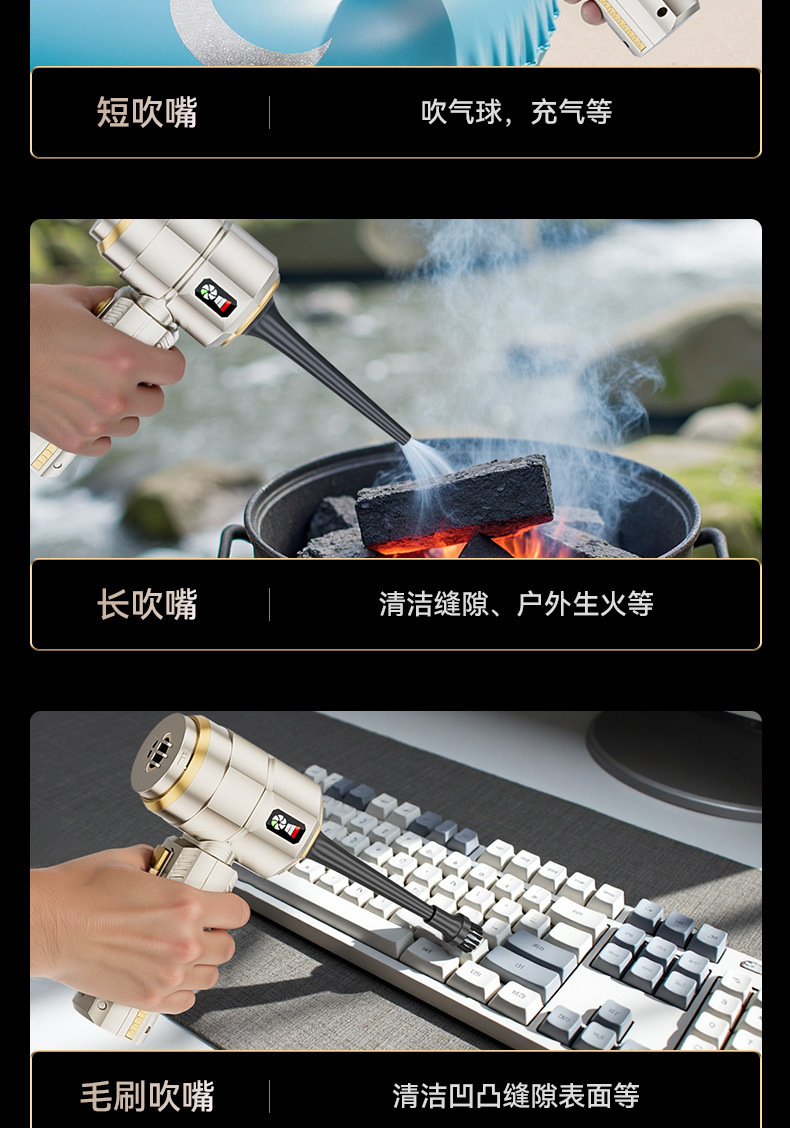 High-Power Car-Mounted Wireless Vacuum Cleaner, Dual-Purpose for Car and Home Use, Small Brushless Three-Speed High-Suction Dust Blower