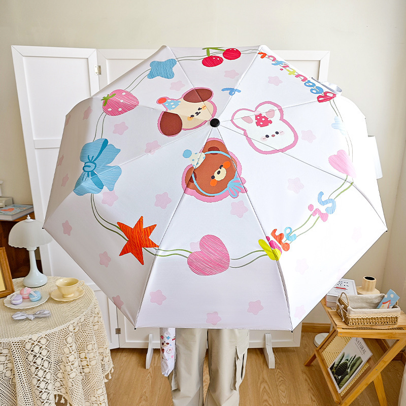 Automatic Folding Umbrella for Women, Cute and Beautiful, Dual-Use for Sun and Rain, Parasol, Sun Umbrella, Wholesale for Daily Necessities and Department Stores