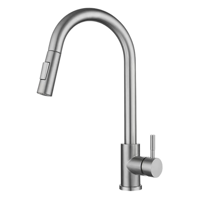 Cross-Border South American 304 Stainless Steel Pull-Out Faucet Hot and Cold Household Kitchen Sink Sink Faucet