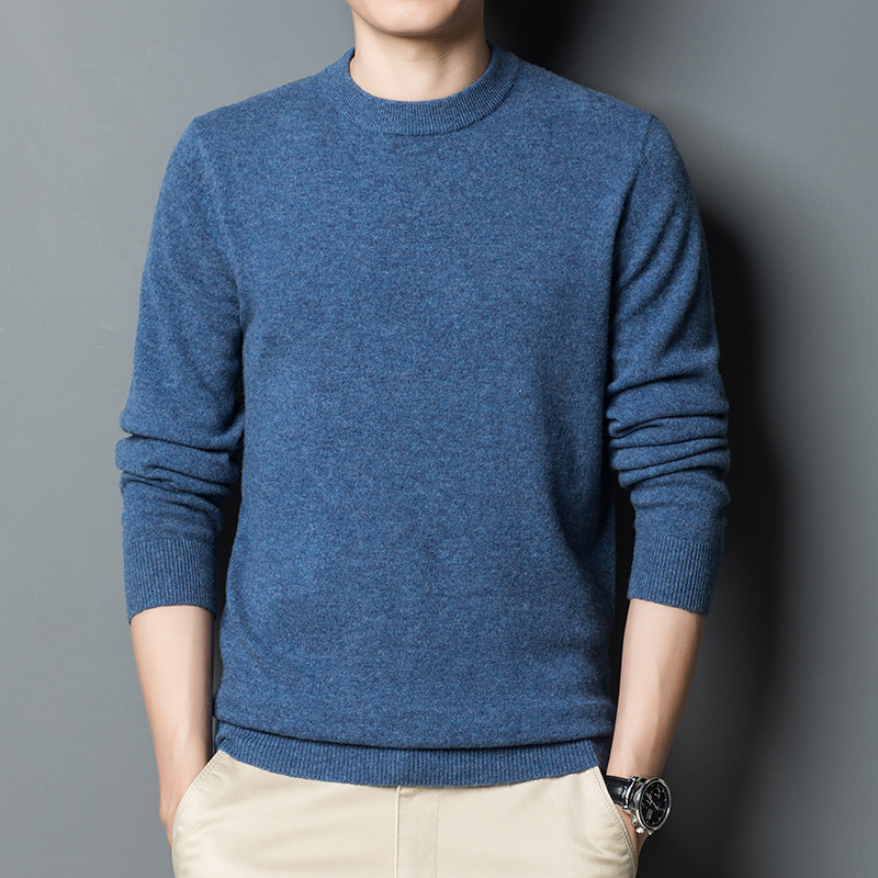 Tommy Autumn and Winter New Round-Neck Thick Sweater Fashionable Warm Dad-Style Knit Base Wool Sweater for Men Tommy Autumn and Winter New Round-Neck Thick Sweater Fashionable Warm Dad-Style Knit Base Wool Sweater for Men