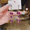 Silver needle, elegant sophisticated purple earrings flower-shaped, silver 925 sample, internet celebrity, flowered