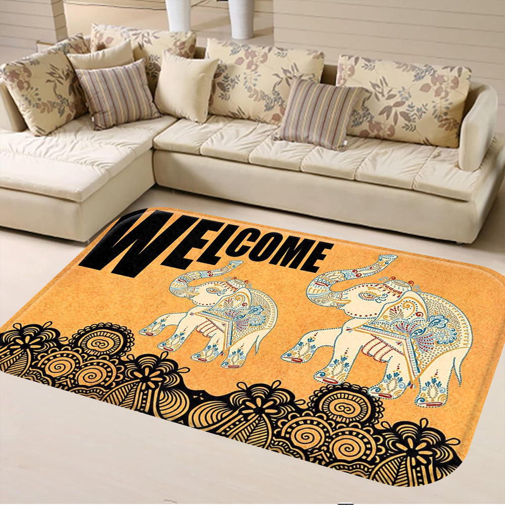 Cross-border best-selling American retro elephant diatomite bathroom absorbent floor mat, non-slip quick-dry mat for bathroom, available for dropshipping
