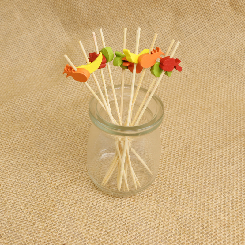 Desechable palo de bambú 12cm cóctel decorativo palo de postre