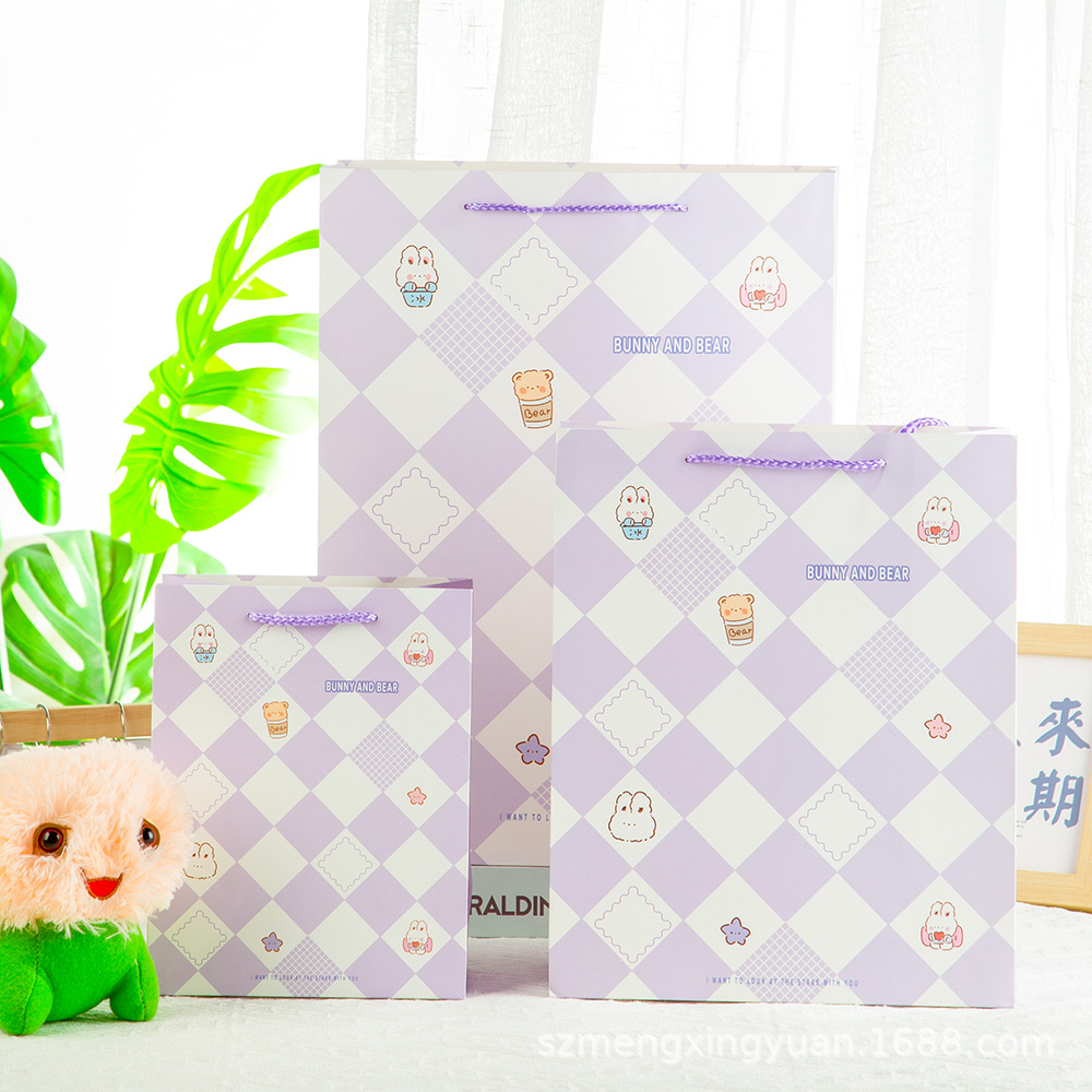 Bolsa de dibujos animados morados hs6211; Cartón blanco; Pequeño: 18 * 10 * 23 cm
