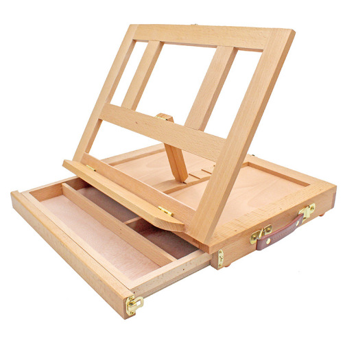 Desktop solid wood desktop easel art single-layer drawer red beech desktop easel painting box children's sketch easel