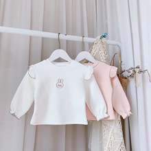 2022秋冬0-3岁女童小童韩国洋气公主小兔一体绒加厚打底衫T恤上衣