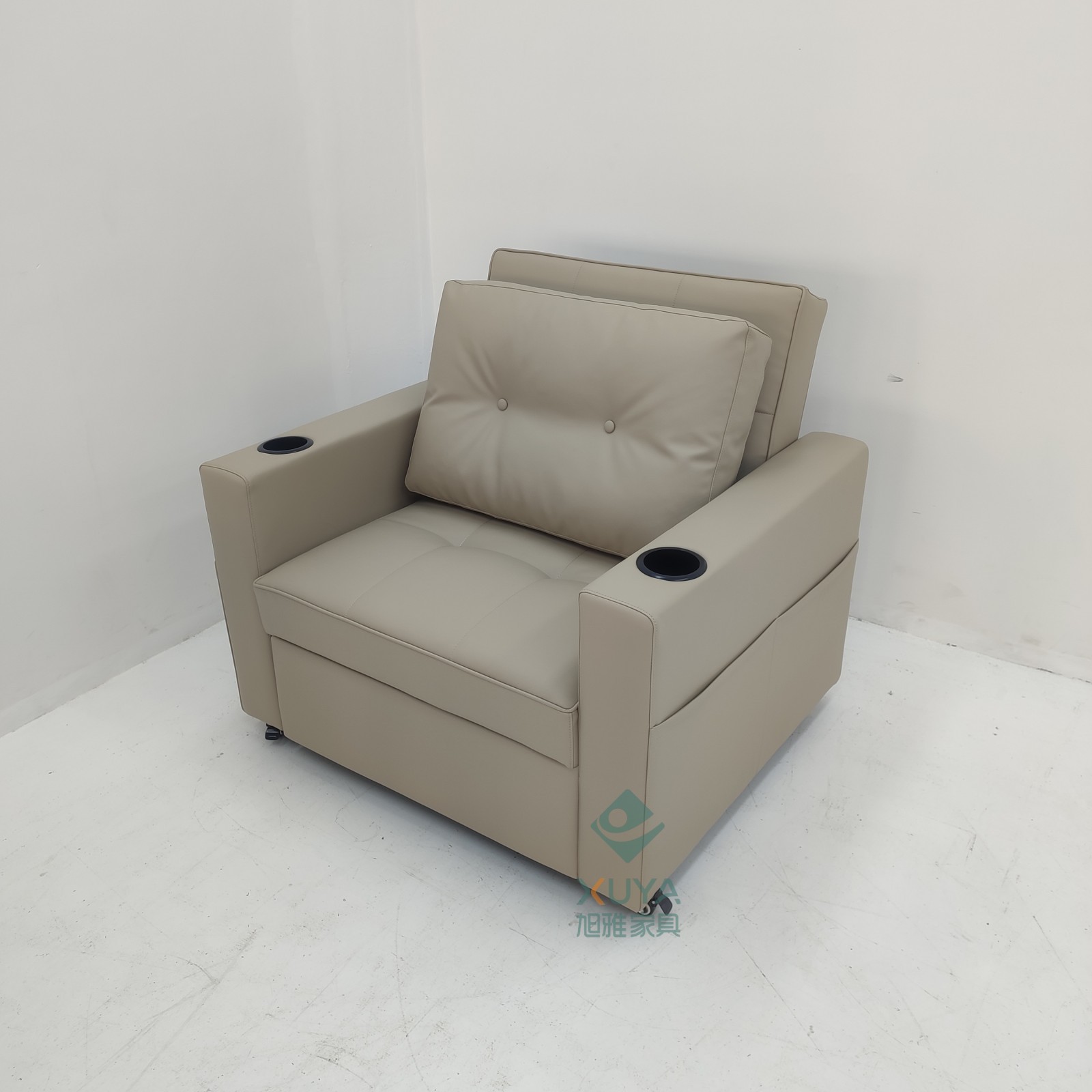 Sofá cama de cuero multifuncional para una persona, sala de estar, oficina, almuerzo, artefacto mágico con portatazas, sofá cama de cine privado