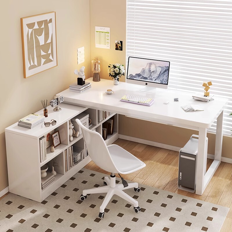 Corner Desk Student Home Writing Desk Turning Bookshelf Integrated Desk Bedroom Computer Desk Corner Desk Simple Desk